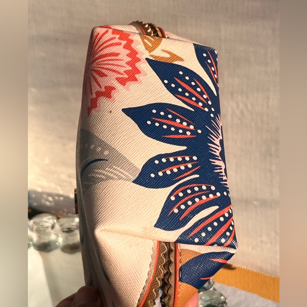 Spartina 449 Cream and Orange Floral Cosmetic Bag - Picture 12 of 12